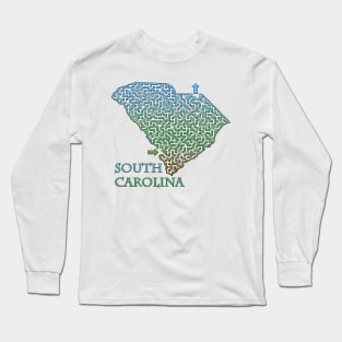 State of South Carolina Colorful Maze Long Sleeve T-Shirt